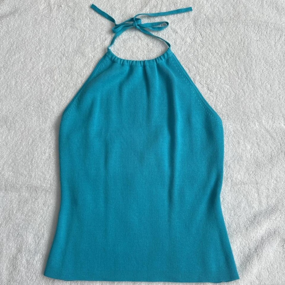 Perfect Basic Summer Blue Halter Neck Top - image 2
